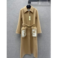 Super Quality Fendi Coat with Mink Fur Pocket P102315 Brown 2023