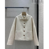 Top Quality Hermes Cashmere Short Coat H102326 White 2023