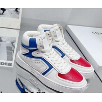 Top Grade Celine CT-01 "Z" Trainer High Top Sneakers in Calfskin White/Red/Blue 916015