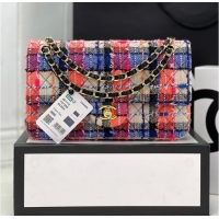 Good Product Chanel CLASSIC HANDBAG Wool Tweed A1112 Rainbow