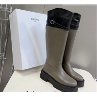 Crafted Celine Bulky High Buckle Boots in Calfskin Grey 1013125