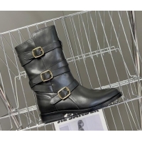Durable Celine Lyra Ankle Buckles Boots in Calfskin Black 1016059