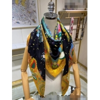 Discount Modern Hermes Costume de Fete Cashmere & Silk Sqaure Shawl 140cm H8091 Black 2023