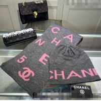 Particularly Recommended Chanel Knit Hat and Scarf Set CH101807 Grey 2023