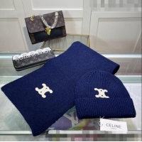 Inexpensive Celine Knit Hat and Scarf Set CE10183 Royal Blue 2023