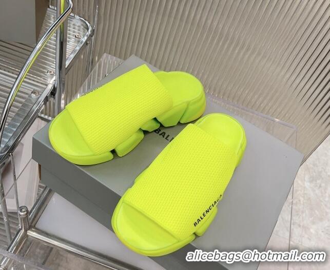 Charming Balenciaga Speed 2.0 Knit Slide Sandal Neon Green 902082