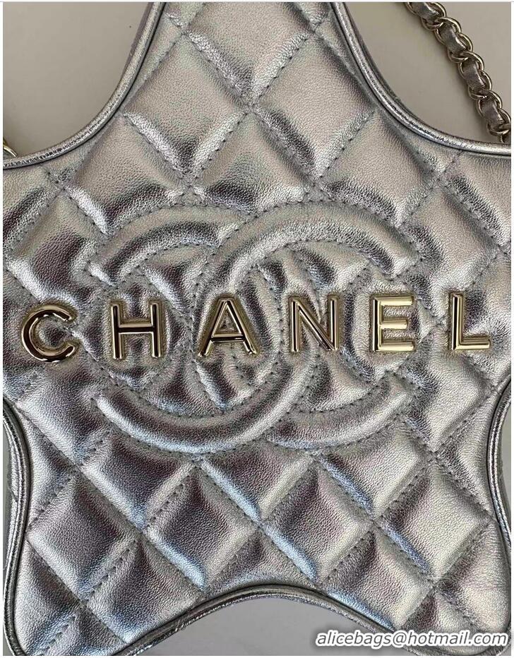 Super Quality Chanel 24C Original Leather Star Bag AS4579 Silver