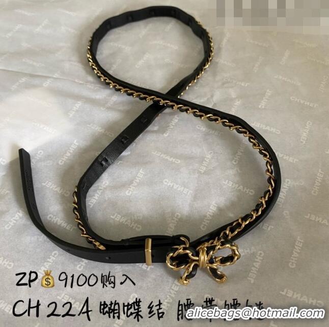 Famous Brand Chanel Bowknot Belt CH122714 Black