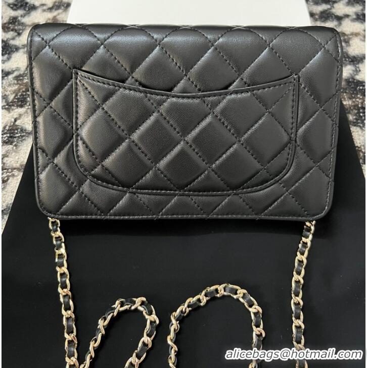 Top Design Chanel CLASSIC WALLET ON CHAIN AP0250 Black