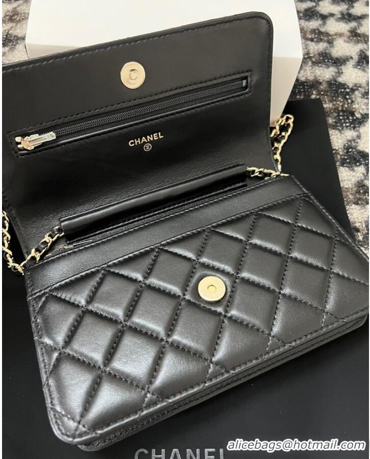 Top Design Chanel CLASSIC WALLET ON CHAIN AP0250 Black