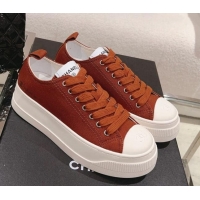 Low Cost Chanel Canvas Platform Sneakers Brown 091152
