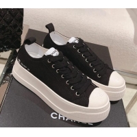 New Style Chanel Canvas Platform Sneakers Black 091153