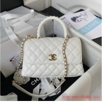 Promotional Chanel flap bag with top handle 92990 white