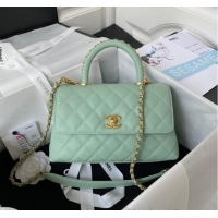 Shop Discount Chanel mini flap bag with top handle AS2215 Light Green