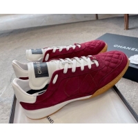 Best Product Chanel Quilted Suede Sneakers G45335 Burgundy 011012