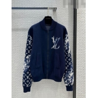 Famous Brand Louis Vuitton Monogram Knit Jacket LV102648 Blue 2023