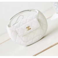 Famous Brand Chanel Caviar Quilted Polly Pocket AP3467 White