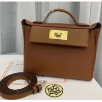 Well Crafted Hermes Kelly Original togo Leather Tote Bag Mini H2424 Gold Brown