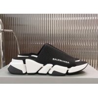 Top Design Balenciaga Speed 2.0 Knit Slide Sandal Black/White 902081
