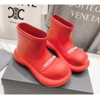 Unique Style Balenciaga Rubber Round Ankle Boots Red 926093