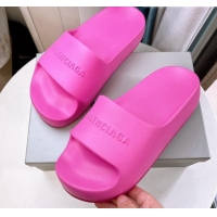 Top Grade Balenciaga Rubber Platform Slide Sandals Dark Pink 026060
