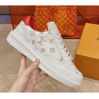 Big Discount Louis Vuitton Men's Beverly Hills Sneakers in Monogram Printed Leather Red 1025134