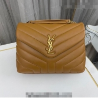 Famous Brand Saint Laurent Loulou Small Bag in "Y" Matelasse Leather 494699 Brown/Gold 2023