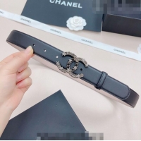 Shop Design Chanel Calfskin Belt 3cm with Star CC Buckle CH219 Black