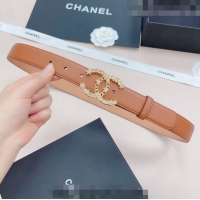 ​Low Cost Chanel Calfskin Belt 3cm with Star CC Buckle CH219 Brown
