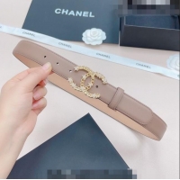 Well Crafted Chanel Calfskin Belt 3cm with Star CC Buckle CH219 Beige