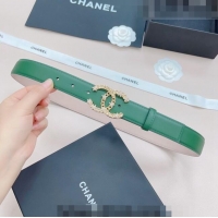 Low Price Chanel Calfskin Belt 3cm with Star CC Buckle CH219 Green