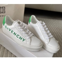 Luxury Discount Givenchy City Sport Sneakers in GIVENCHY Leather White/Green 401043