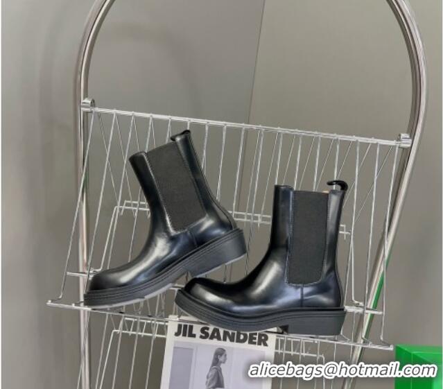 Good Looking Bottega Veneta Lug Ankle Boots in Shiny Leather Black 926014