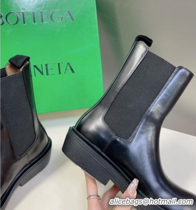 Good Looking Bottega Veneta Lug Ankle Boots in Shiny Leather Black 926014