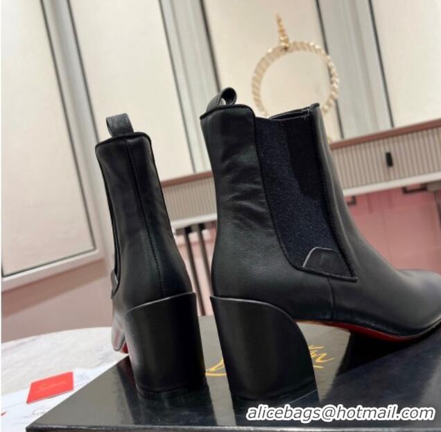 Inexpensive Christian Louboutin Turelastic Heel Ankle Boots 5.5cm in Calf Leather Black 103072