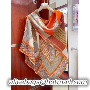 Best Product Hermes Cashmere & Silk Sqaure Shawl Scarf 140cm H111818 Orange 2023