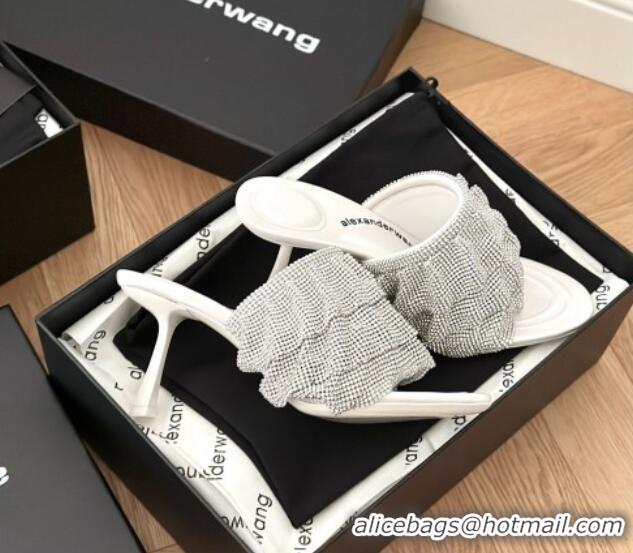 Good Quality Alexander Wang Crystal Heel Slide Sandals 8cm White 725082