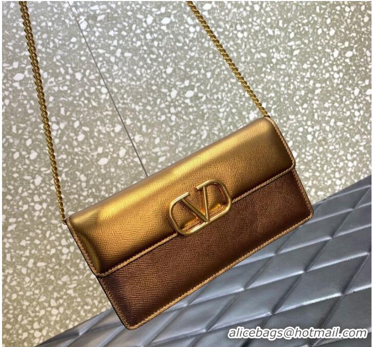 Most Popular VALENTINO grain calfskin leather bag 0681 Gold