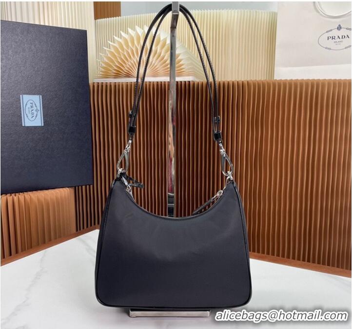 Top Quality Prada Re-Nylon and brushed leather mini-bag 1BD198 Black
