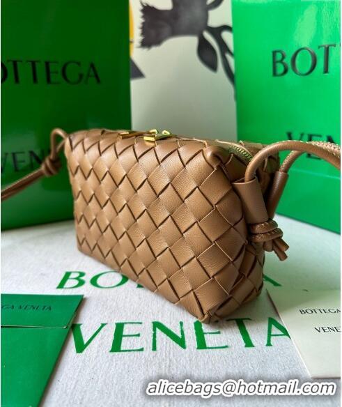 Top Quality Bottega Veneta Mini Loop Camera Bag in Intrecciato Leather 723547 Caramel Brown 2023