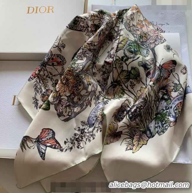 Good Taste Dior Butterfly Silk Sqaure Scarf 90x90cm DR122101 Green 2023