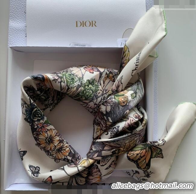 Good Taste Dior Butterfly Silk Sqaure Scarf 90x90cm DR122101 Green 2023
