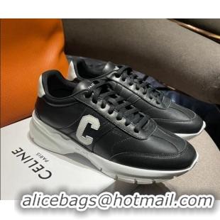 Most Popular Celine Runner CR-02 Low Lace-up Sneakers in Calfskin Black1/White 1218104