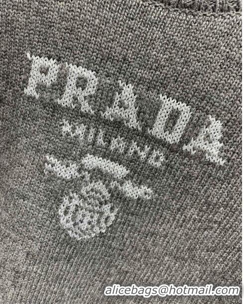Prada Wool & Cashmere Sweater with Ostrich Feather P112316 Grey 2023