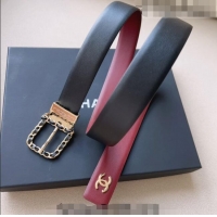 ​Most Popular Chanel Calfskin Belt AA8937 Black/Burgundy 2023