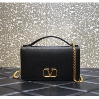 Good Product VALENTINO grain calfskin leather bag 0688 Black