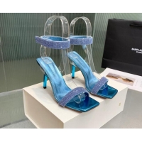 Duplicate Amina Muaddi Rih High Heel Sandals with Crystal Strap 11cm Blue 926049