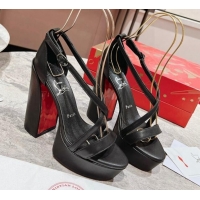 Duplicate Christian Louboutin Movida Sabina Platform High Heel Sandals 13cm in Calf Leather Black 014007