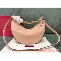 Buy Inexpensive VALENTINO Vlogo Moon small leather HOBO bag chain N08J Pink