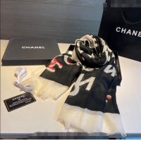 New Style Chanel Logo Scarf 100x200cm CH1108 Black 2023